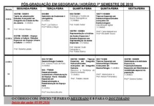 Grade de Disciplinas PPGG 2016-2