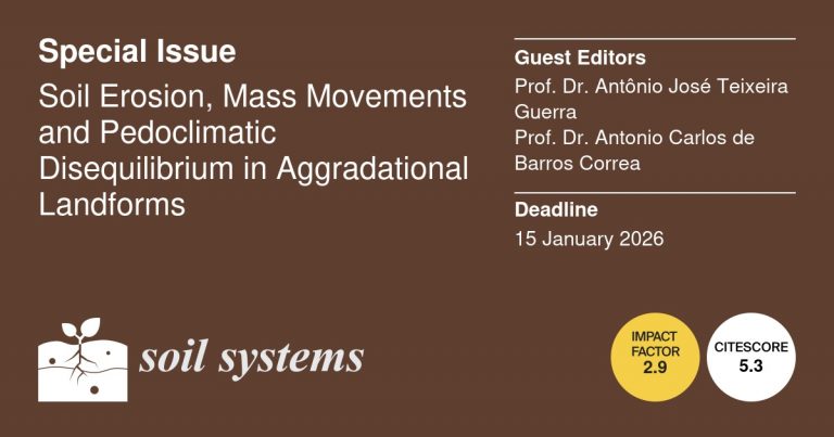 Chamada de artigos inéditos para a revista Soil Systems